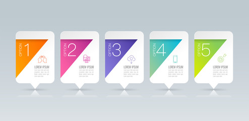 Infographics design vector and business icons with 5 options.