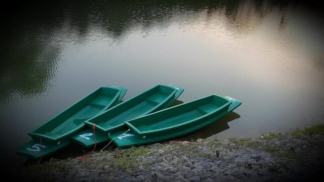 The pcv boats are floating in river