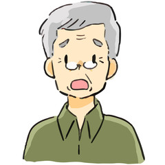 表情　おじいさん　困る
