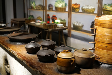 close up on ancient Chinese kitchen