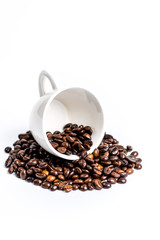 Cup with coffee bean on white