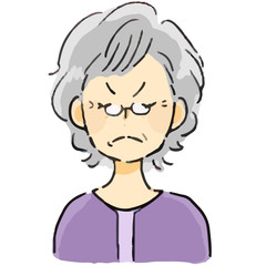 表情　おばあさん　怒る