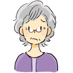 表情　おばあさん　困る