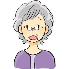 表情　おばあさん　困る