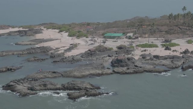 St. Mary Island in Arabian sea (Udupi, India), aerial 4k ungraded/flat