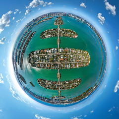 Miami Venetian Island Little planet aerial