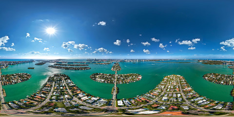 Venetian Island Miami Beach aerial panorama 360 x 180