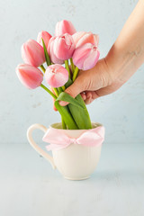 Bouquet of colorful tulips