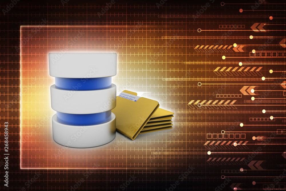 Poster 3d rendering Folder connected to data