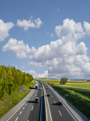 Highway. Transport. Rural. Fields. Blue. Sky