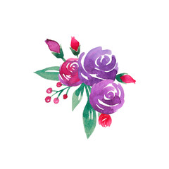 Watercolor flowers  isolated on white