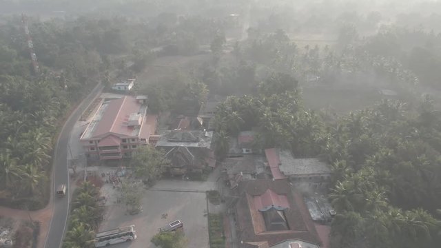 Pajaka kshetra pilgrimage place near Udupi, India, 4k aerial ungraded/flat
