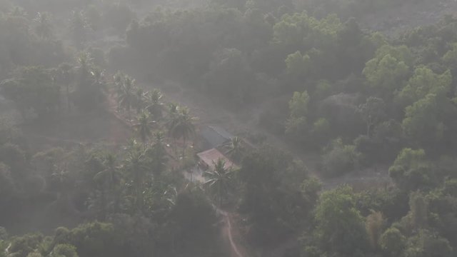Pajaka kshetra pilgrimage place near Udupi, India, 4k aerial ungraded/flat