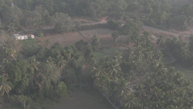 Pajaka kshetra pilgrimage place near Udupi, India, 4k aerial ungraded/flat