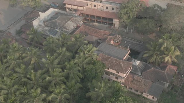Pajaka kshetra pilgrimage place near Udupi, India, 4k aerial ungraded/flat