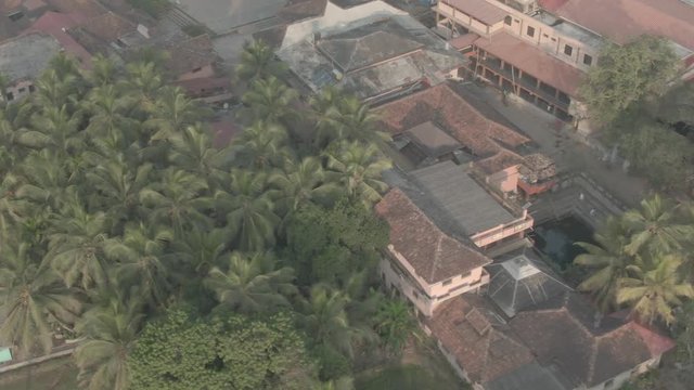 Pajaka kshetra pilgrimage place near Udupi, India, 4k aerial ungraded/flat