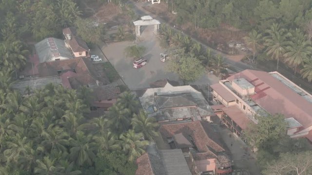 Pajaka kshetra pilgrimage place near Udupi, India, 4k aerial ungraded/flat