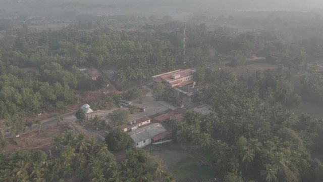 Pajaka kshetra pilgrimage place near Udupi, India, 4k aerial ungraded/flat