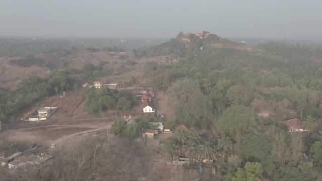 Pajaka kshetra pilgrimage place near Udupi, India, 4k aerial ungraded/flat