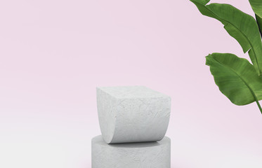 3d rendering. Natural beauty backdrop for cosmetic product display. fashion beauty pastel color background.