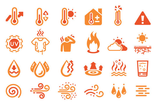 Hot temperature reaction icon. heat weather element.