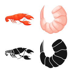 Obraz premium Vector design of appetizer and ocean icon. Set of appetizer and delicacy stock symbol for web.