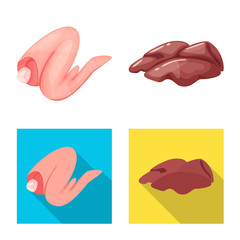 Isolated object of product and poultry icon. Collection of product and agriculture    stock vector illustration.