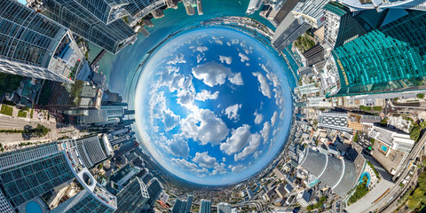 Miami Downttown Little Planet View Aerial panorama
