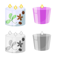 Isolated object of relaxation and flame icon. Set of relaxation and wax stock symbol for web.