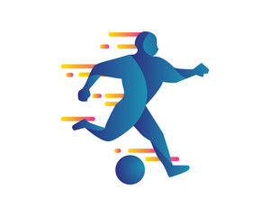 Fototapeta na wymiar Passionate Soccer Athlete Logo Illustration In White Isolated Background