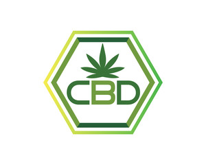 Organic CBD Cannabis Logo In Isolated White Background