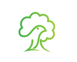 Modern Organic Green Eco Friendy Bird Logo Illustration In Isolated White Background