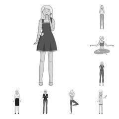 Vector design of emotions and female symbol. Collection of emotions and body stock symbol for web.