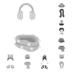 Vector illustration of headwear  and fashion  symbol. Set of headwear  and cold stock symbol for web.