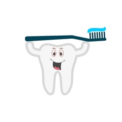 Smiling tooth with toothbrush logo icon