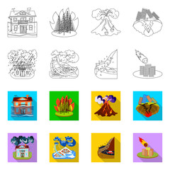 Vector design of weather and distress logo. Set of weather and crash vector icon for stock.