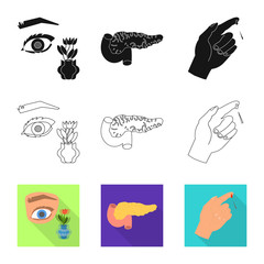 Vector design of diet and treatment  symbol. Set of diet and medicine vector icon for stock.