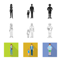 Vector design of character and avatar  icon. Set of character and portrait stock symbol for web.