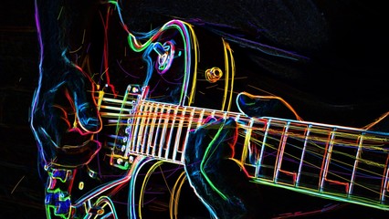 electric guitar . abstract neon painting  - obrazy, fototapety, plakaty