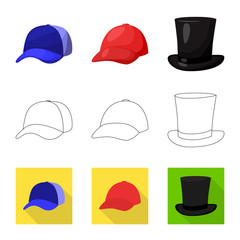 Vector design of clothing and cap logo. Collection of clothing and beret stock symbol for web.