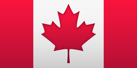 Flag of Canada with maple in paper cut style. Flat design vector illustration.