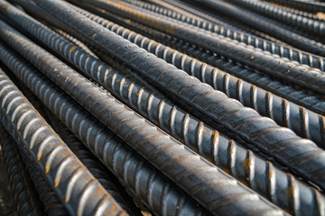 Reinforcing Steel Bar at construction site