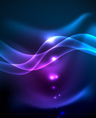 Neon glowing lines, magic energy space light concept, abstract background wallpaper design