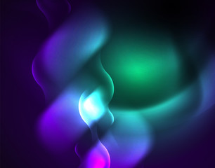 Shiny metallic neon waves vector design
