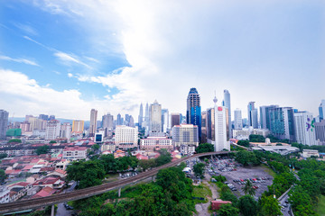 Fototapeta na wymiar Asian megapolis. Beautiful city view with skyscrapers and roads.