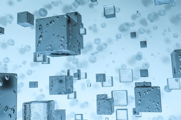 3d rendering, drop of water with light blue background