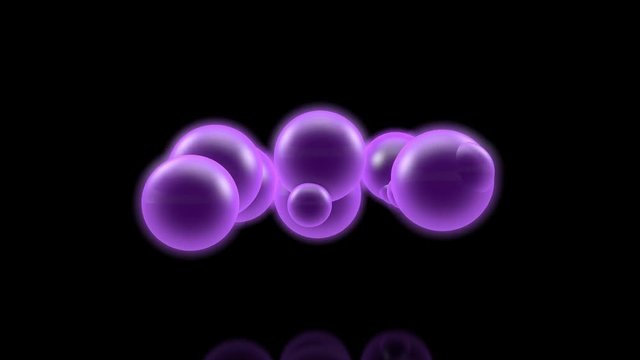 3D animation lots of plasma balls, electrons, protons, neutrons and quarks. The idea of futuristic atomic energy reaction, decay and synthesis, unity and confrontation.