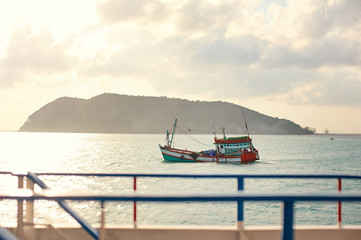 Fototapeta premium Fishing ship in Siam sea, Thailand.