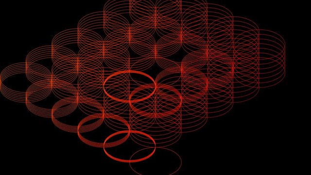 Abstract line 3D virtual isometric circle lighting moving, Technology network digital data transfer concept design, glowing on black background animation 4K
