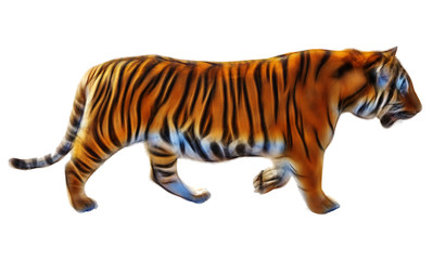 Fototapeta na wymiar fractal image of a tiger on white